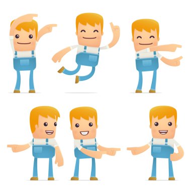 Farklı pozlarda mekanik karakter seti