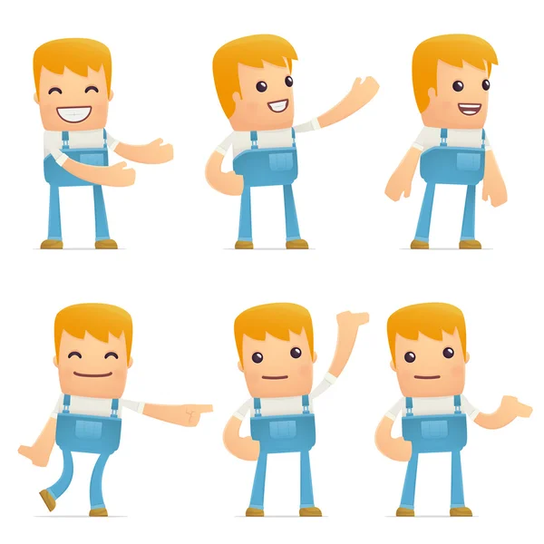 Set of mechanic character in different poses — Stock Vector