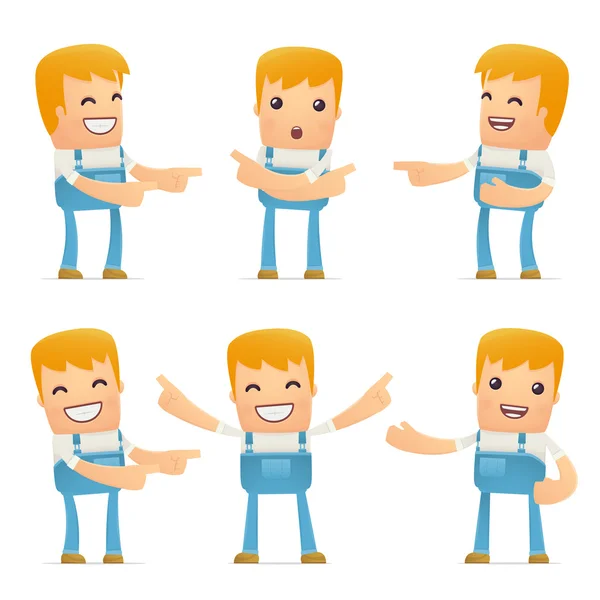 Set of mechanic character in different poses — Stock Vector