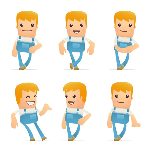 Conjunto de carácter mecánico en diferentes poses — Vector de stock