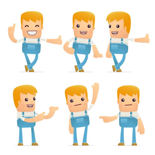 Set of mechanic character in different poses — Stock Vector