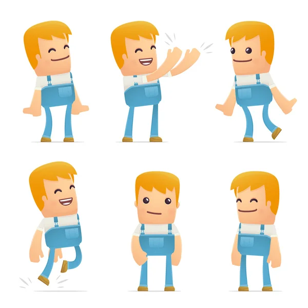 Conjunto de carácter mecánico en diferentes poses — Vector de stock