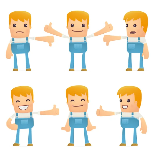 Set of mechanic character in different poses — Stock Vector
