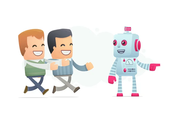 Robot controla la mente de las personas — Vector de stock