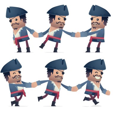 set of pirate character in different poses clipart