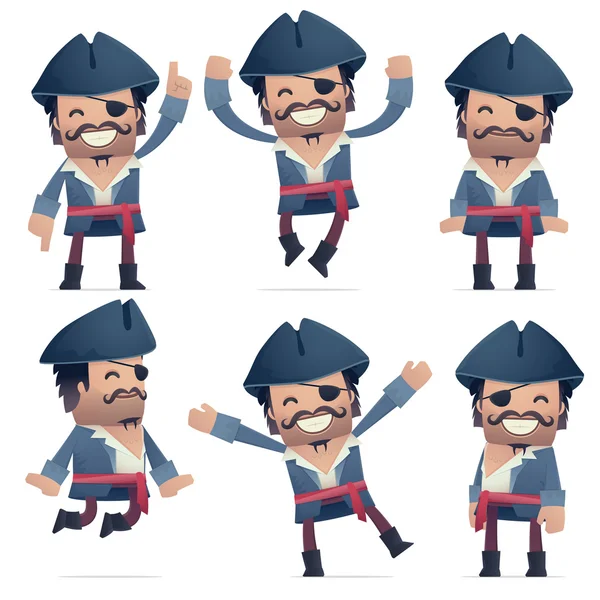 Set of pirate character in different poses — Stock Vector