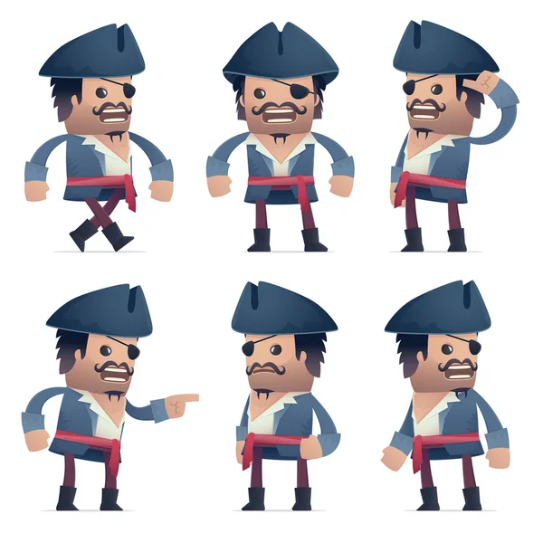 Conjunto de carácter pirata en diferentes poses — Archivo Imágenes Vectoriales