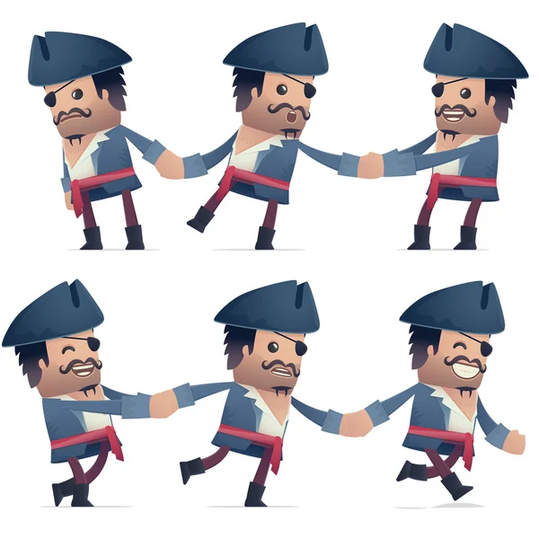Conjunto de carácter pirata en diferentes poses — Vector de stock