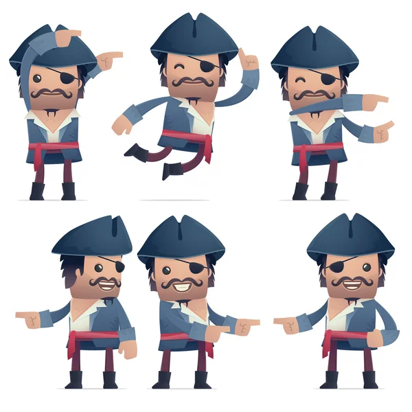 Set of pirate character in different poses — Stock Vector