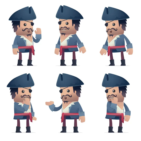 Set of pirate character in different poses — Stock Vector
