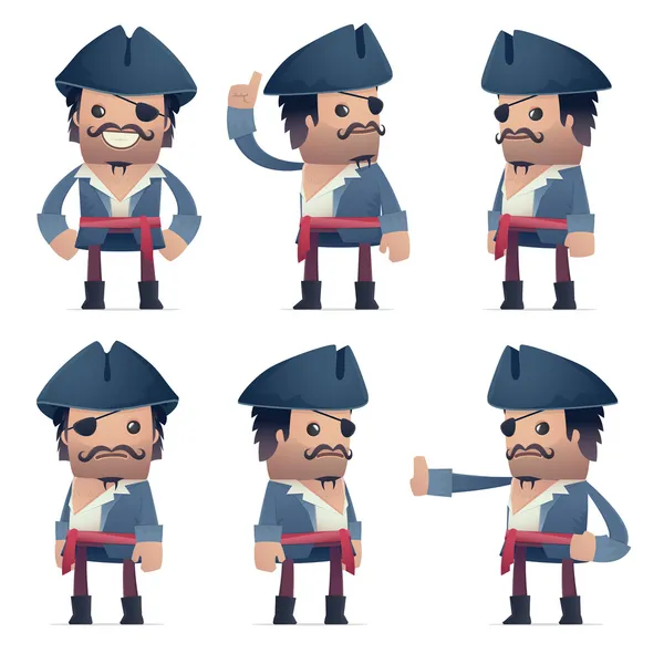 海盗角色在不同的姿势一套 — 图库矢量图片