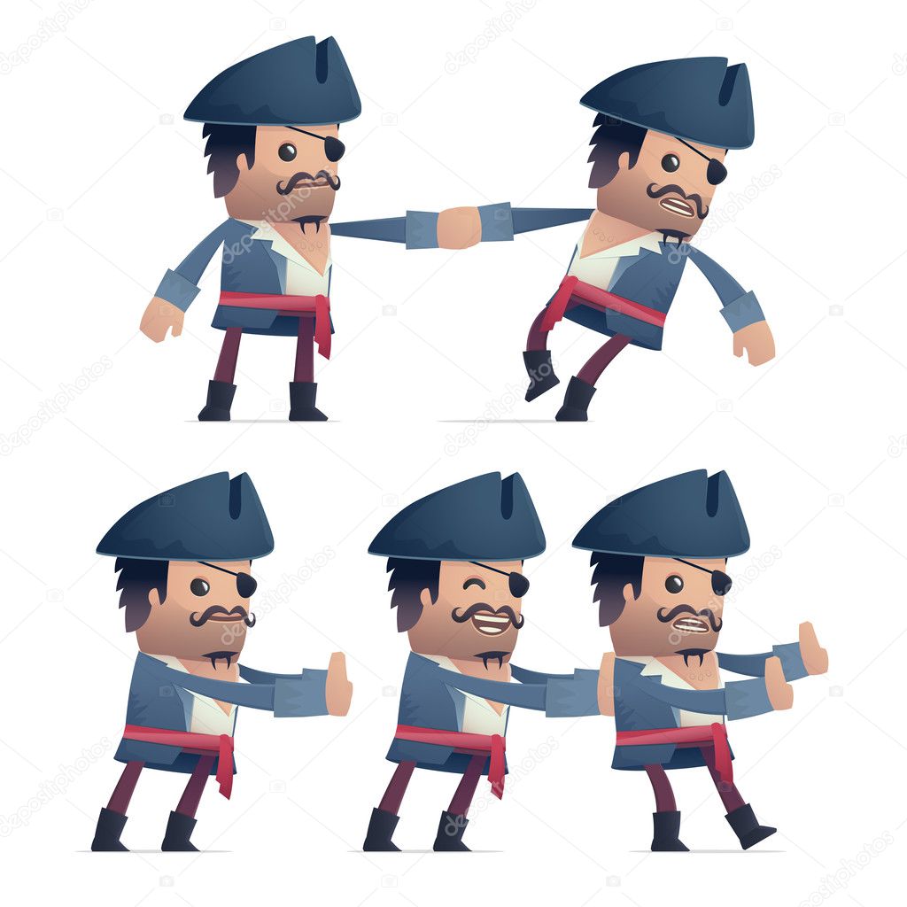 set of pirate character in different poses