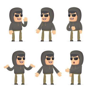 farklı pozlar hacker karakter kümesi