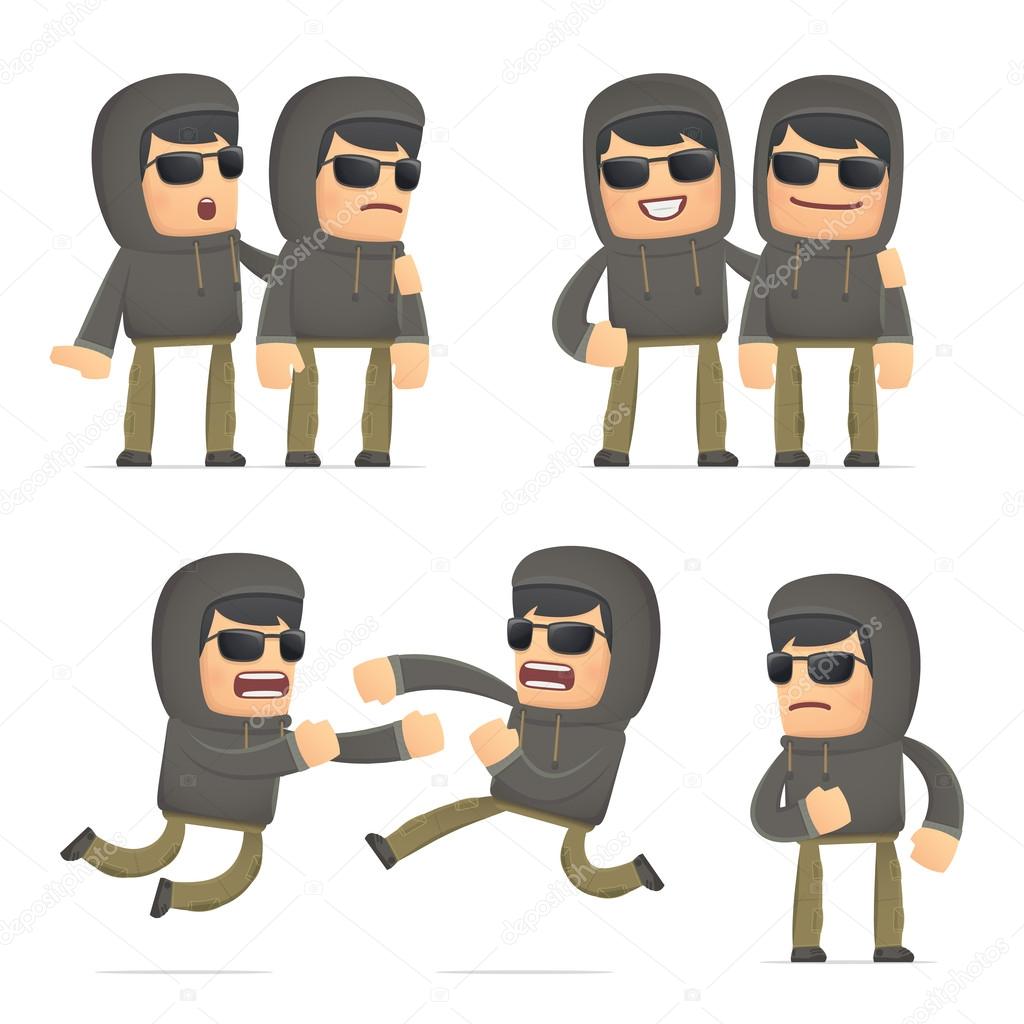 set of hacker character in different poses