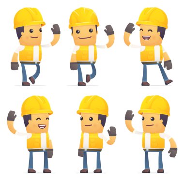 set of contractor character in different poses clipart