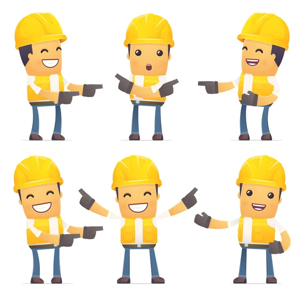 Set of contractor character in different poses — Stock Vector