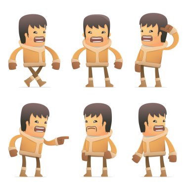 farklı pozlar eskimo karakter kümesi