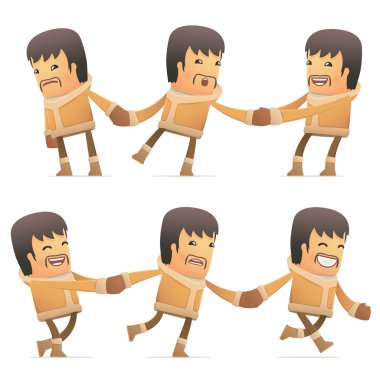 set of eskimo character in different poses clipart
