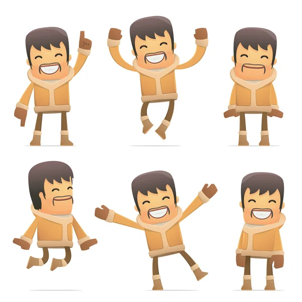 Set of eskimo character in different poses — Stock Illustration Set of eskimo character in different poses Stock Illustration