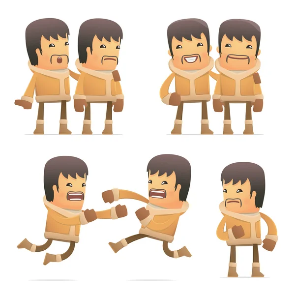 Set of eskimo character in different poses — Stock Illustration Set of eskimo character in different poses Vector Graphics