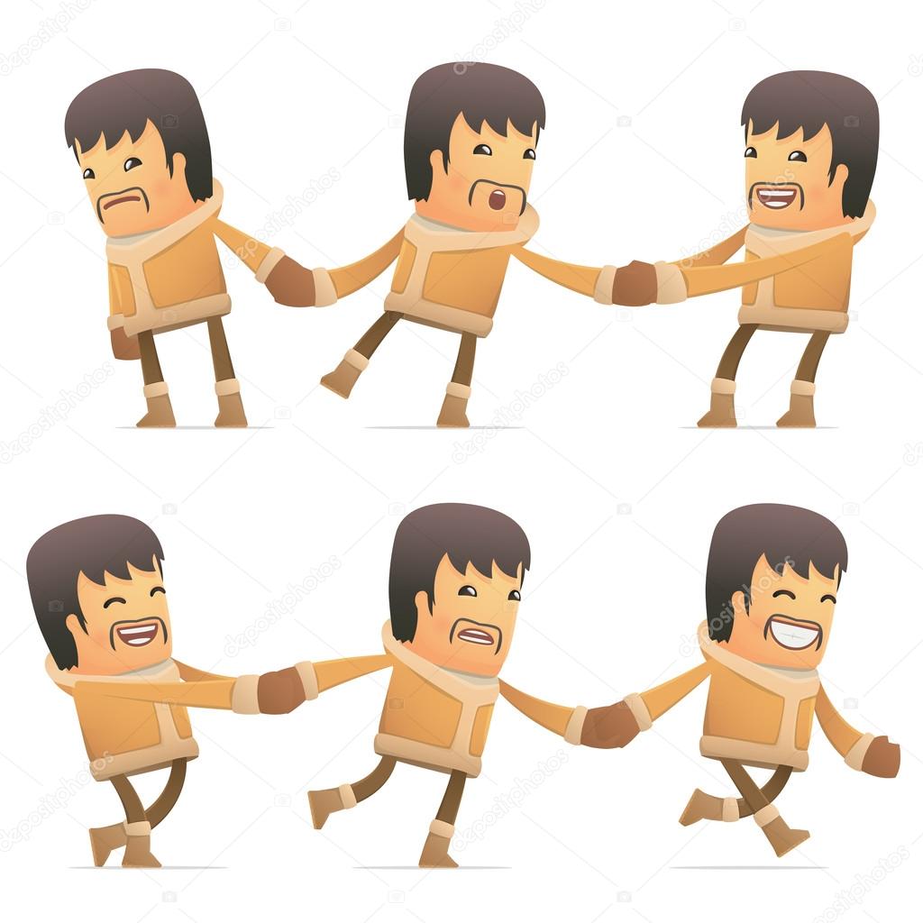 set of eskimo character in different poses