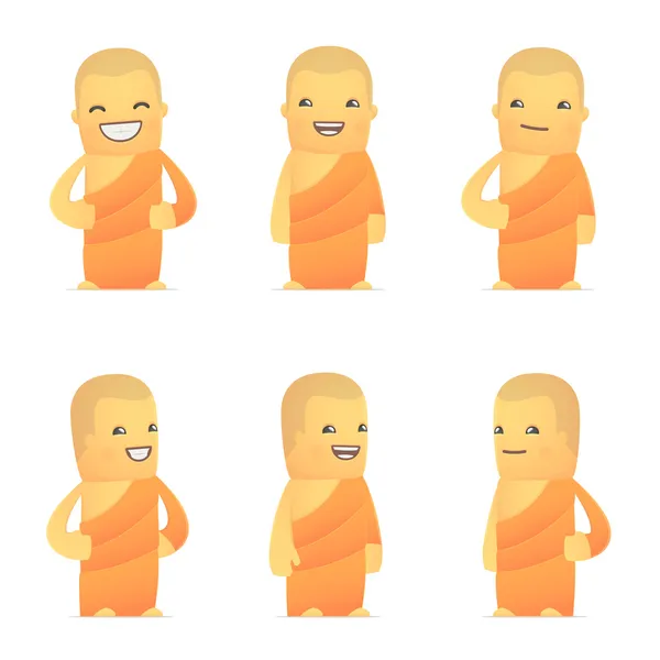 Set of monk character in different poses — Stock Vector