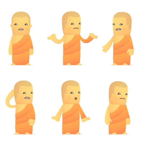 Conjunto de caráter monge em diferentes poses — Vetor de Stock