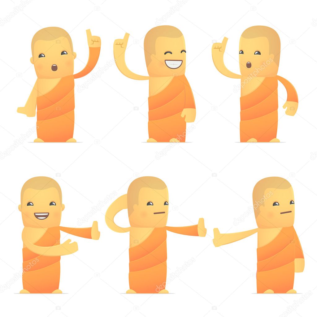 set of monk character in different poses