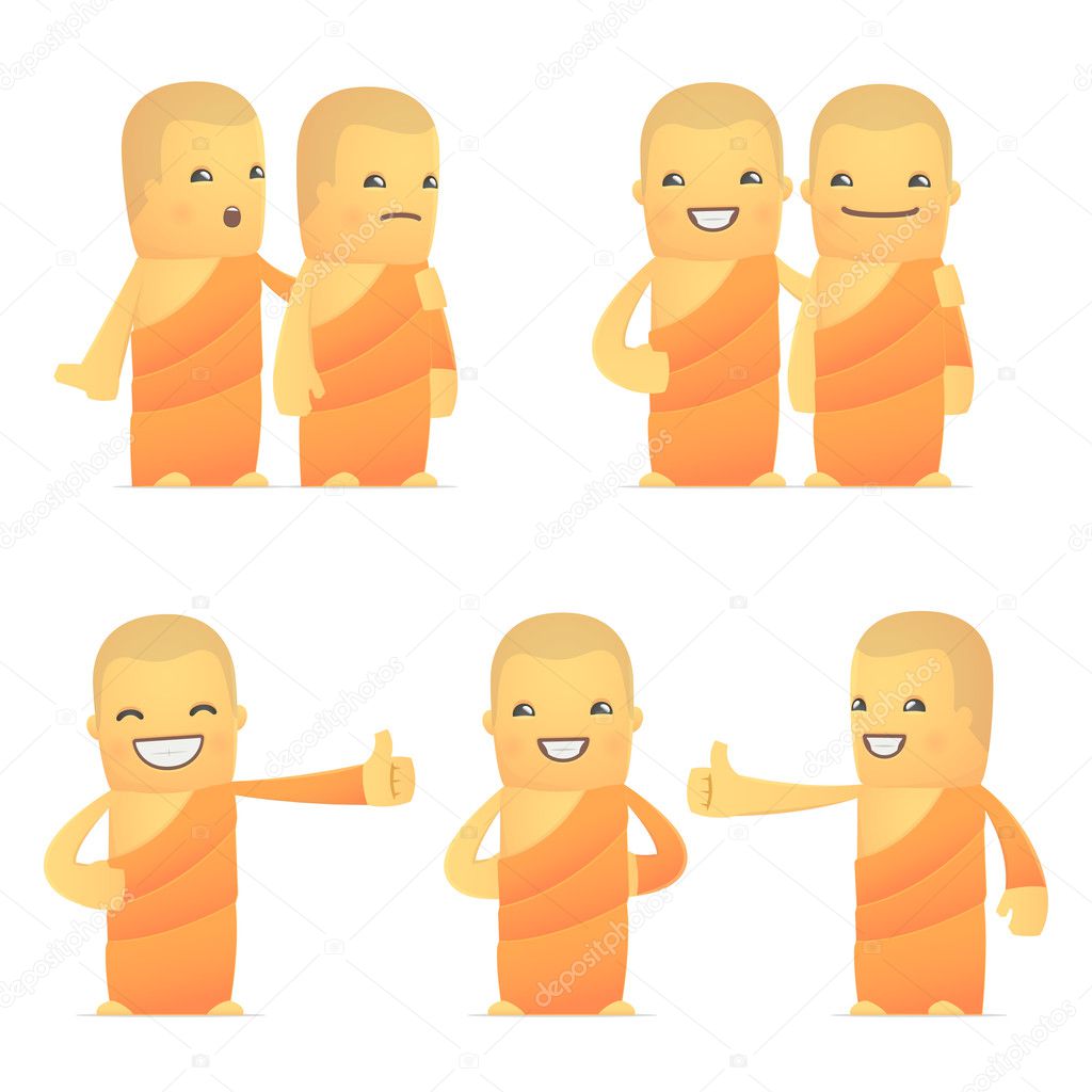 set of monk character in different poses