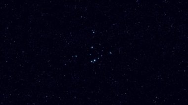 Aquila (Kartal) takımyıldızı, yavaş yavaş yıldız ve anahatlar ile dönen görüntü yakınlaştırma, 4k eğitim video 