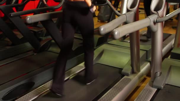 Piękna kobieta sportowy jest ćwiczeń w siłowni centrum — Wideo stockowe