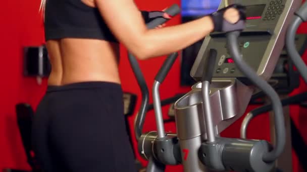 Bella donna sportiva si allena presso il centro fitness — Video Stock