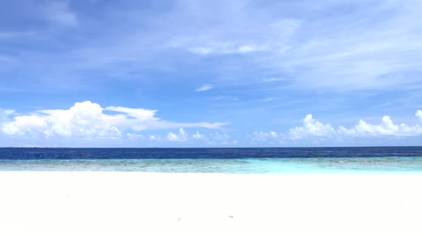 Paraíso tropical en Maldivas con palmeras y cielo azul — Vídeos de Stock