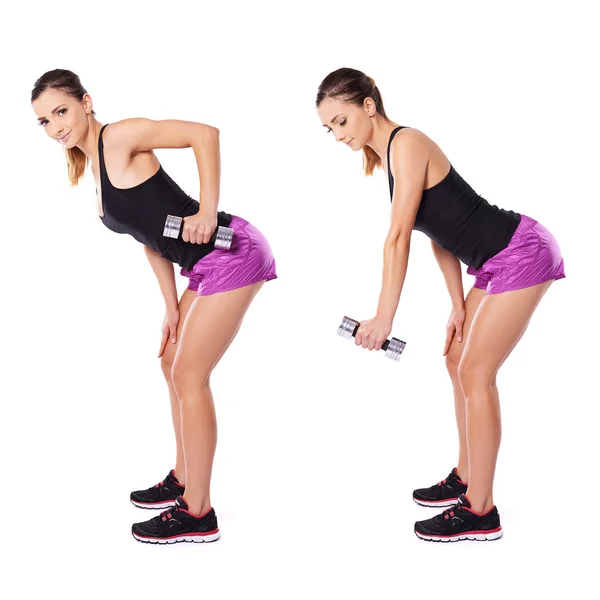 Mujer haciendo ejercicio con pesas —  Fotos de Stock