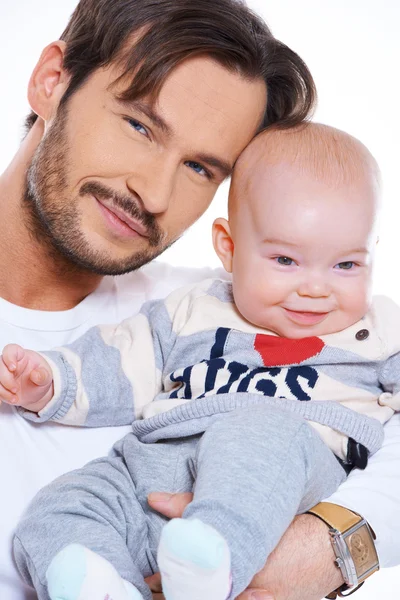 Προσωπογραφία closeup ενός πατέρα και το μωρό — Φωτογραφία Αρχείου