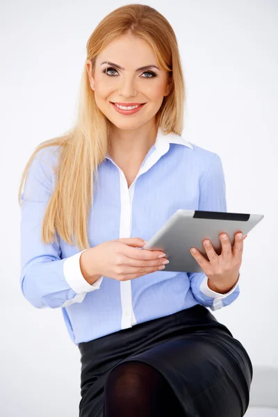 Menina e tablet — Fotografia de Stock