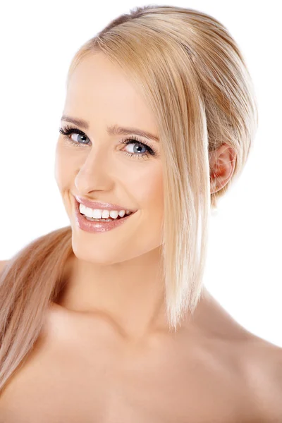 Positive schöne blonde Frau — Stockfoto