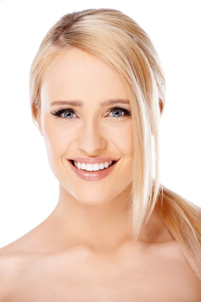 Happy blond woman smiling — Stock Photo, Image