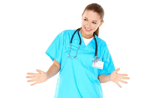 Jovem enfermeira ou médico brincalhão — Fotografia de Stock