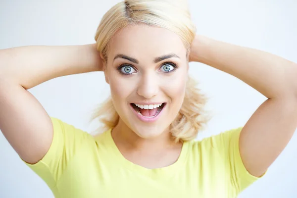 Excited happy attractive young woman — Stock Photo, Image