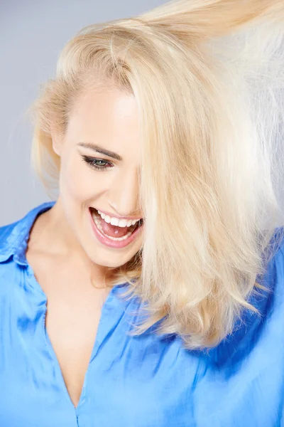 Laughing happy blond woman — Stock Photo, Image