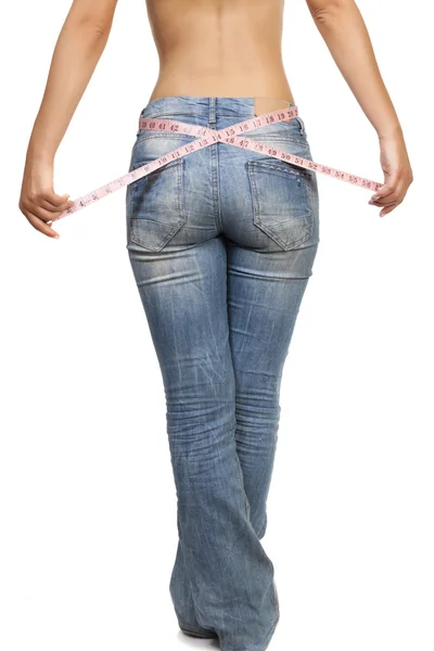 Woman measuring her wais — Stock Photo, Image