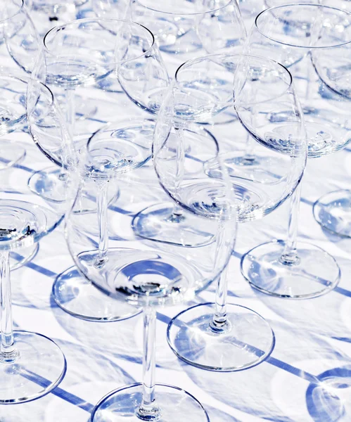 Many wine glasses and their shadows — Stock Photo, Image