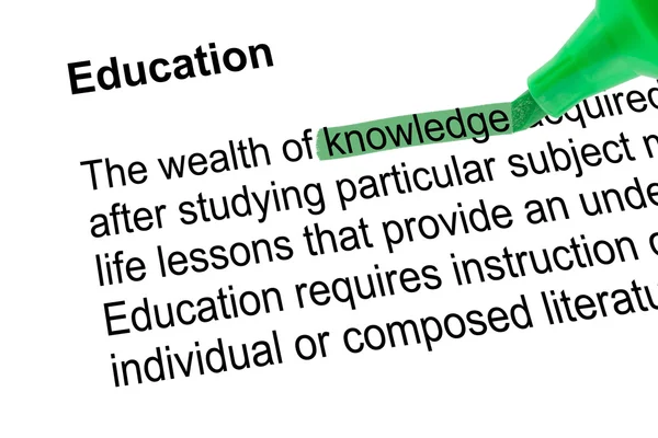 Highlighted word knowledge with green pen — Stock Photo, Image