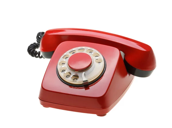 Vintage red phone isolated on a white background — Stock Photo, Image