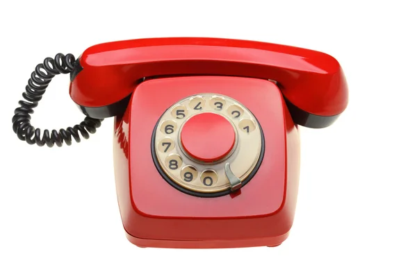 Vintage red phone isolated on a white background — Stock Photo, Image