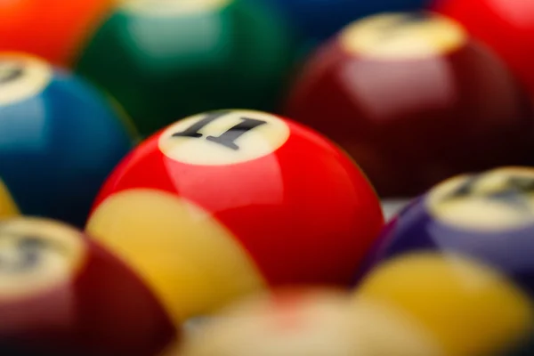 Billiard balls in box — Stock Photo, Image