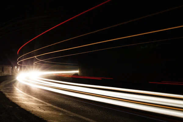 Car light trails in the tunnel. — Stock Photo, Image