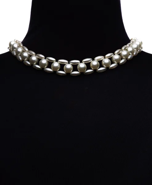 Necklace type pearl on black mannequin — Stock Photo, Image