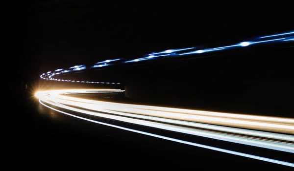 Car light trails in the tunnel. — Stock Photo, Image